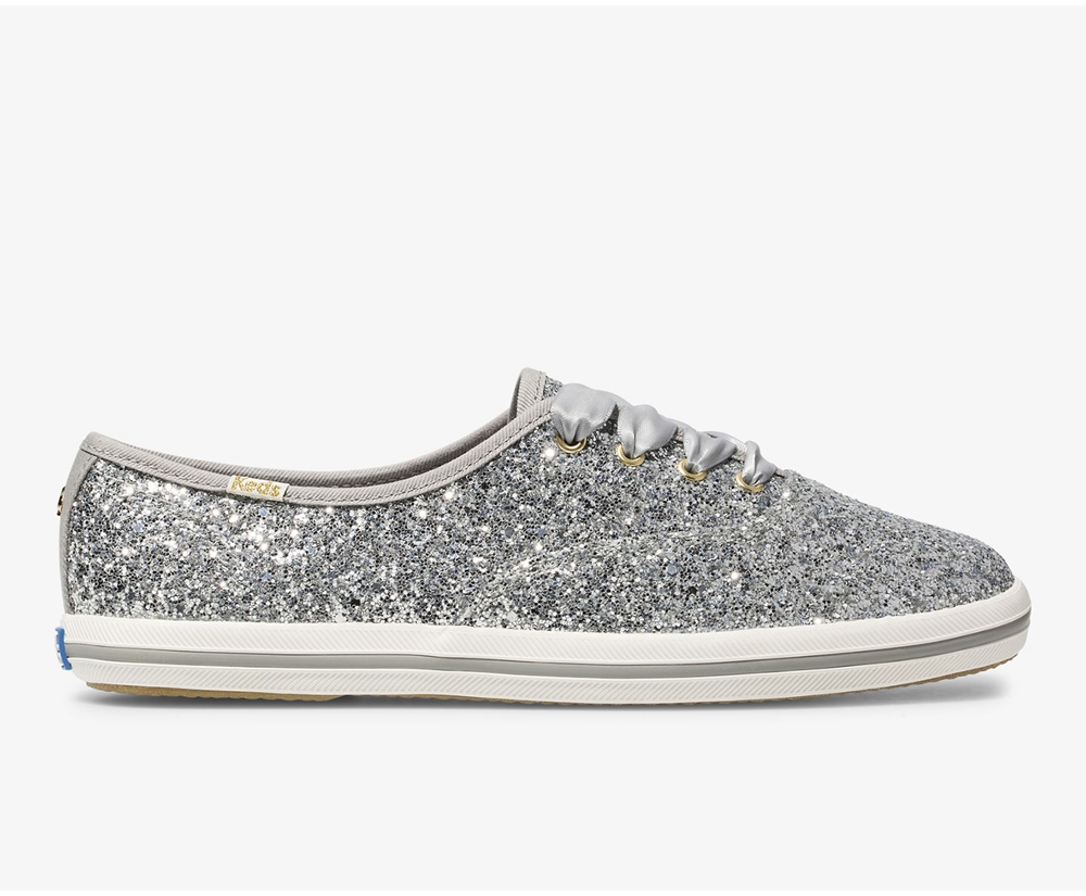 Tenis Keds Mujer Plateados - Kate Spade New York Champion Glitter - 5243-WYLOU